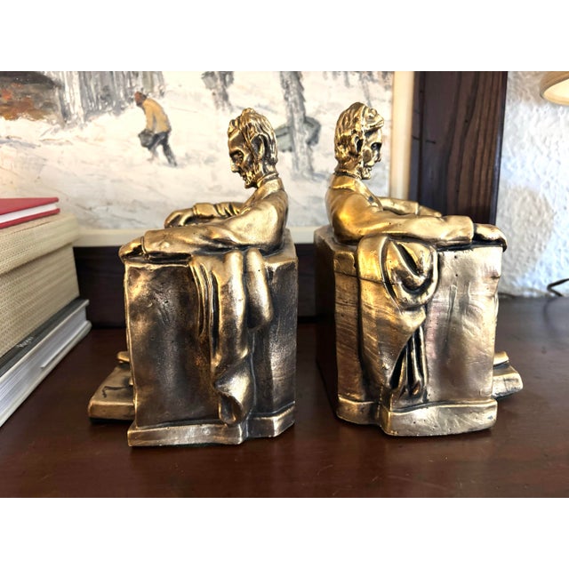 Figurative Mid-Century Americana Abraham Lincoln Plaster Bookends - a Pair For Sale - Image 3 of 5