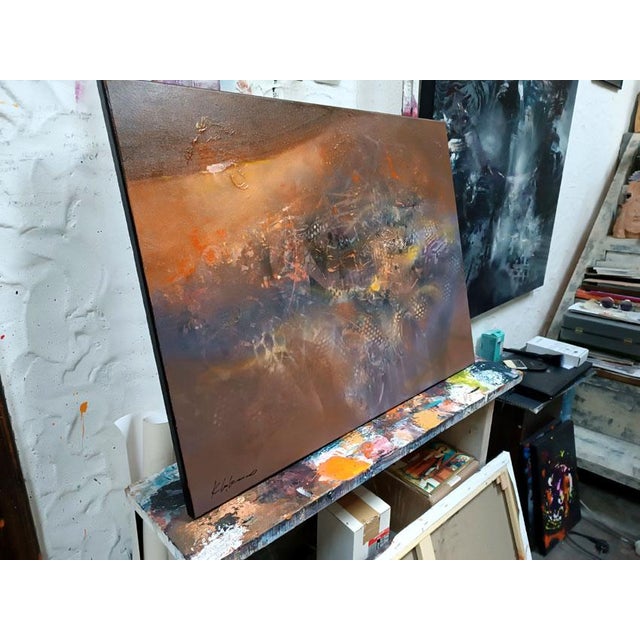 Contemporary Ovidiu Kloska, This Is How the City Melts in Autumn, Mixed Media on Canvas For Sale - Image 3 of 14