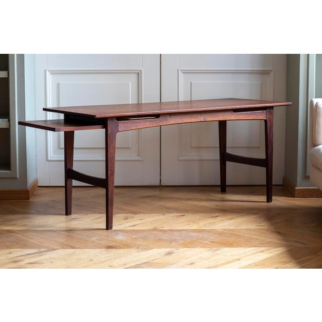 Danish Teak Coffee Table with Sliding Shelf, 1960s For Sale - Image 4 of 4