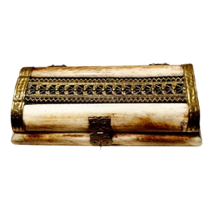 1900s Indian Bone and Pierced Brass Box