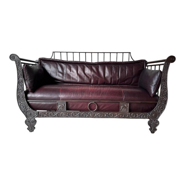 Ernest Hemingway " the Bull " Iron and Leather Sofa by Thomasville/ Sold For Sale