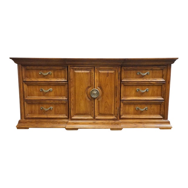 Thomasville Furniture Renaissance Collection Solid Oak 76" Triple Door Dresser 34511-150 For Sale