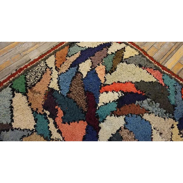 Great Red Border Color and Multi Color Background Vintage American Hooked Rug For Sale - Image 10 of 13