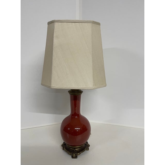 Late 20th Century Vintage Oxblood Red Ceramic Table Lamp For Sale - Image 5 of 13