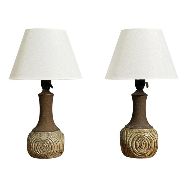 Chris Haslev, Danish Mid-Century Modern, Table Lamps, Stoneware, Denmark, 1960s Pair of 'Jeti' model stoneware lamps...