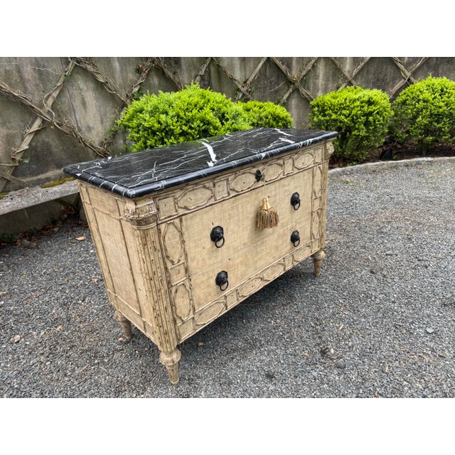 2010s Painted French Style Commode/Chest With Black Marble Top For Sale - Image 5 of 12