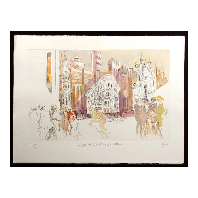 William Papas "Ralph McGill Blvd, Atlanta" Signed Numbered Hand Colored Etching For Sale