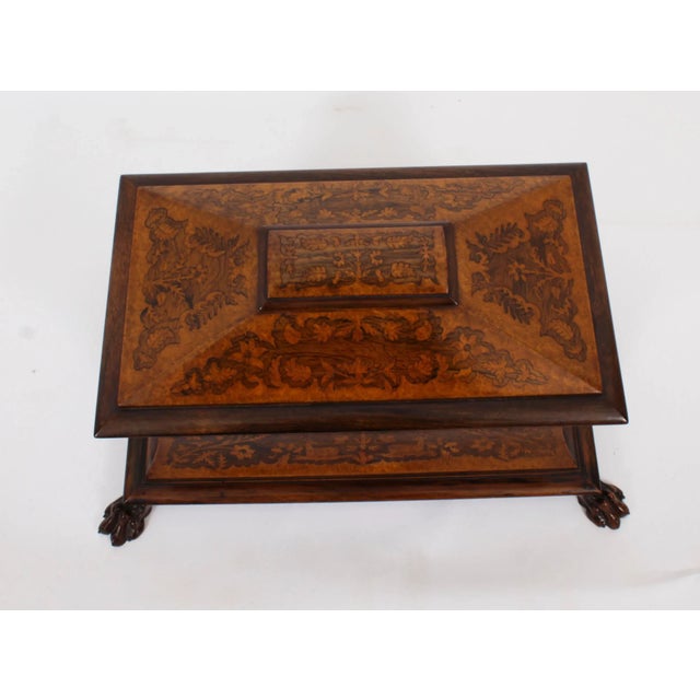 19th Century George IV Gonçalo Alves & Amboyna Marquetry Tea Caddy, 1825 For Sale - Image 3 of 18