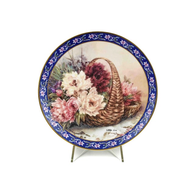 1990s 1990's Decorative Lena Liu's Basket Bouquets Flower Plates With Display Easel - Set of 8 For Sale - Image 5 of 13