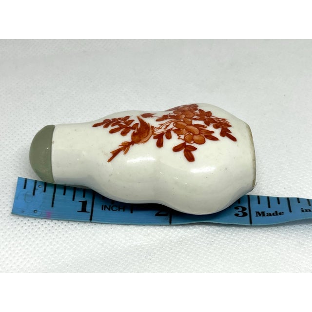 1920s Early Chinese Porcelain Snuff Bottle Jade Stopper Hand Painted. For Sale - Image 5 of 5