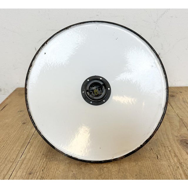 Industrial Blue Enamel Military Pendant Lamp with Cast Aluminium Top, 1960s For Sale - Image 13 of 16