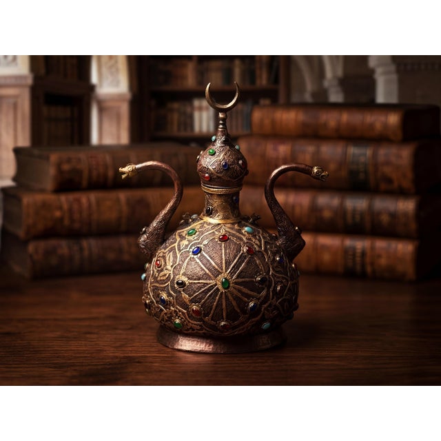 Mid-Century Modern Ceremonial Brass Ewer With Dragon Spouts For Sale - Image 3 of 12