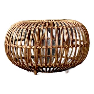 Vintage Boho Bent Rattan Low Table After Albini For Sale