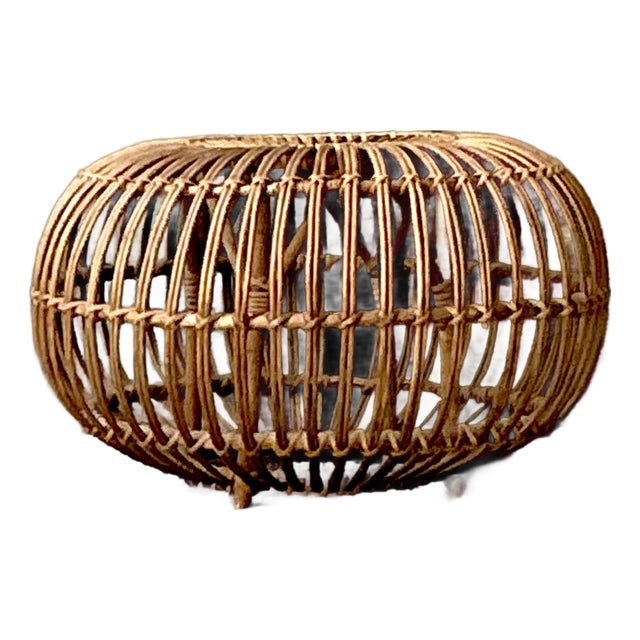 Vintage Boho Bent Rattan Low Table After Albini For Sale