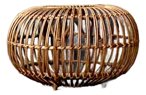 Vintage Boho Bent Rattan Low Table After Albini