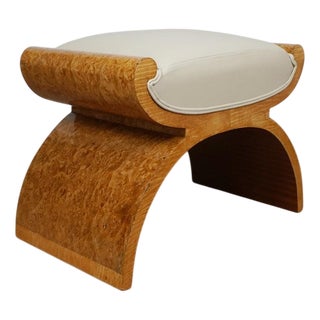Art Deco X-Frame Stool in Burr Walnut and Satin Birch, 1930s For Sale