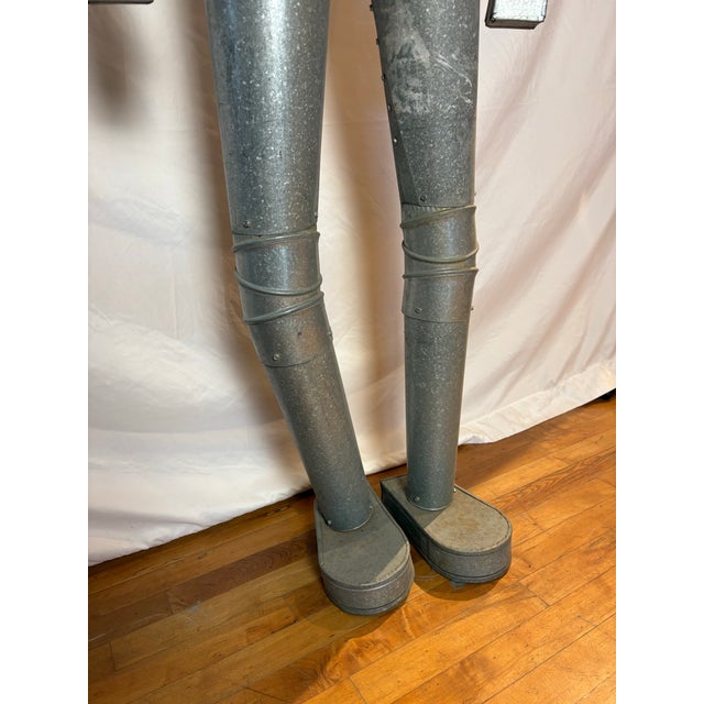 Large-Scale Industrial Galvanized Steel Robot Sculpture, Folk Art For Sale In Chicago - Image 6 of 12