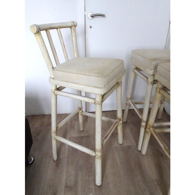 Mid-Century Modern White Bamboo Bar Stools from McGuire, 1970s, Set of 4 For Sale - Image 3 of 18