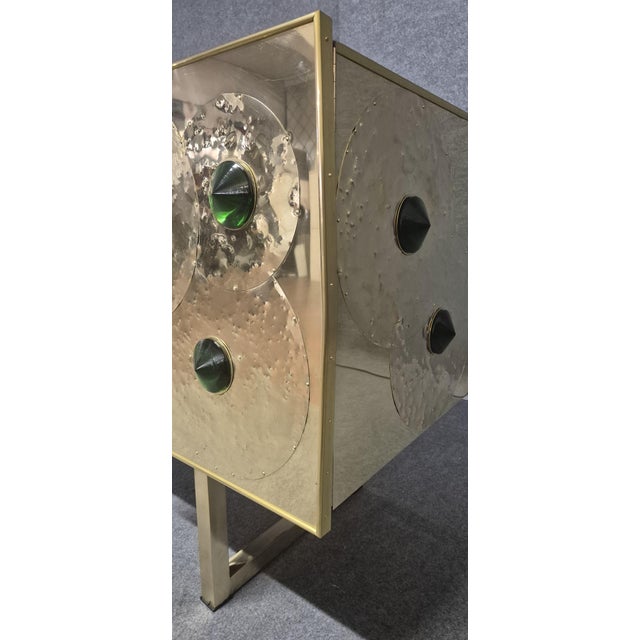 Contemporary Brass and Black Glass Sideboard with Murano Jewels from Justfurnituress SRL For Sale - Image 3 of 15