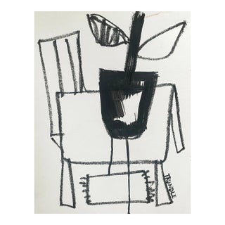 "Tabletop, I" Contemporary Abstract Still Life Painting on Paper by Sarah Trundle For Sale