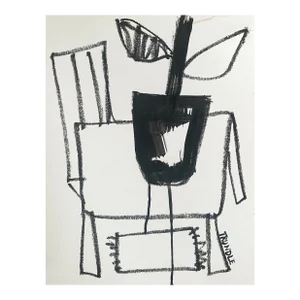 "Tabletop, I" Contemporary Abstract Still Life Painting on Paper by Sarah Trundle