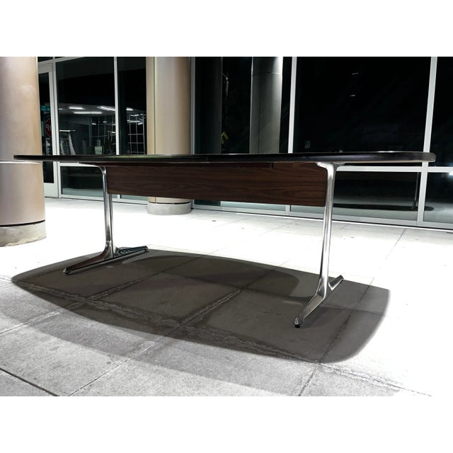 1960s Early Walnut Writing Desk by George Nelson 96” For Sale - Image 5 of 12