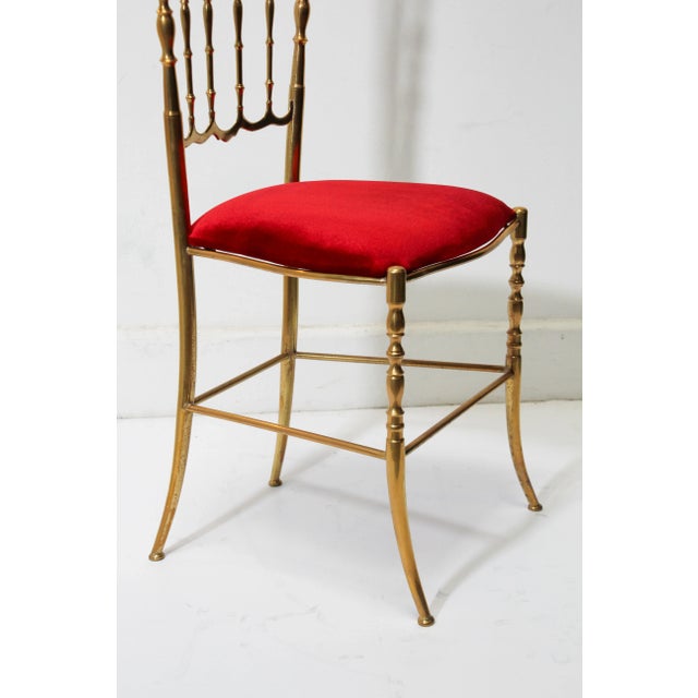 Polished Brass Chiavari Chair With Red Velvet, Italy, 1960s For Sale In Palm Springs - Image 6 of 10