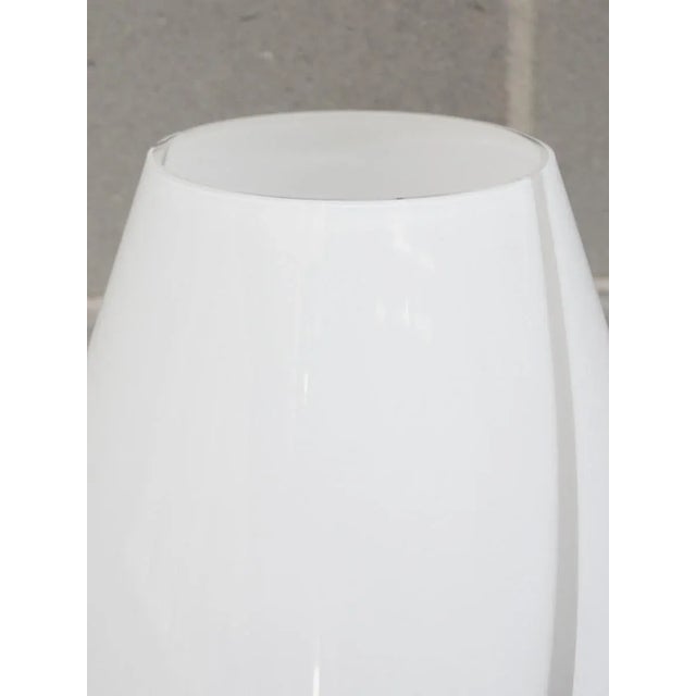 Murano glass table lamp Opaque white glass with two transparent stripes on the sides Conical shape, simple and refined...
