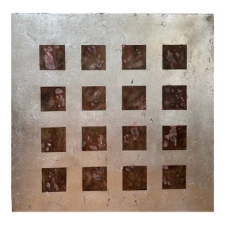 Vintage Mid Century Abstract Geometric Oil Painting For Sale