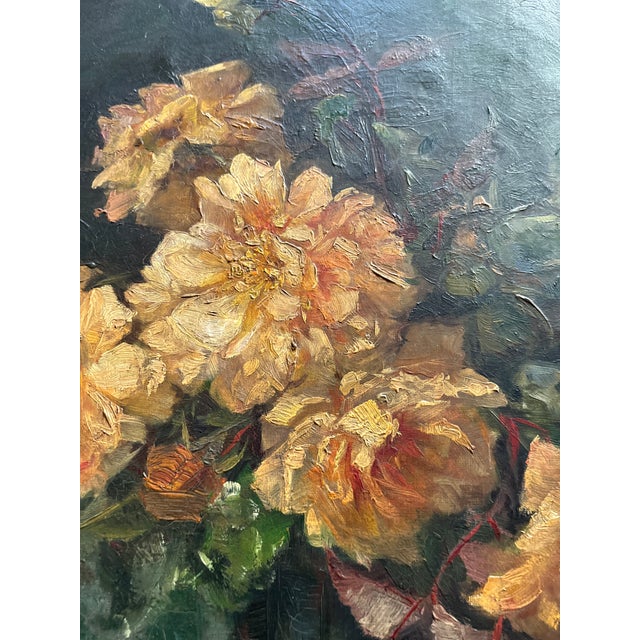 A. Pricelius, Floral Still Life of Roses in Glass Vase, 1930s, Oil Painting For Sale - Image 7 of 10
