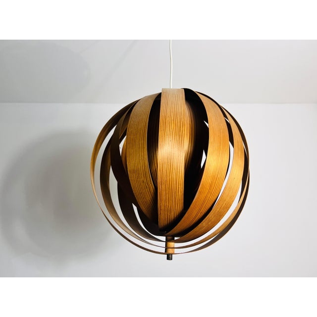 Mid-Century Modern Mid-Century Wooden Pendant Lamp by Hans-Agne Jakobsson, Sweden, 1960s For Sale - Image 3 of 12