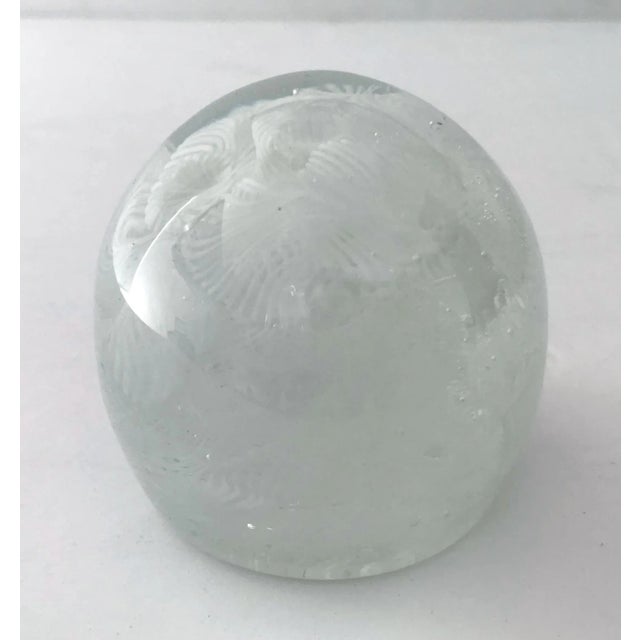 Mid-Century Modern 1960s White Filigrana Italian Murano Glass Paperweight For Sale - Image 3 of 11