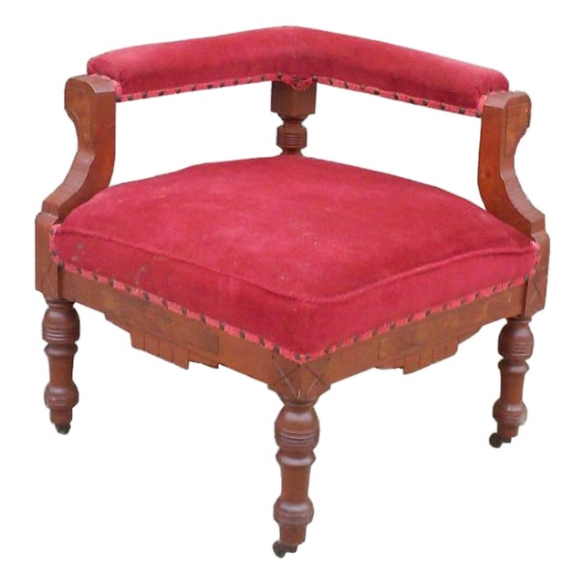 Antique American Eastlake Victorian Corner Chair For Sale