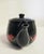 Japanese Vintage Japanese Black Ceramic Kyusu Teapot With Red Floral Motif For Sale - Image 3 of 8