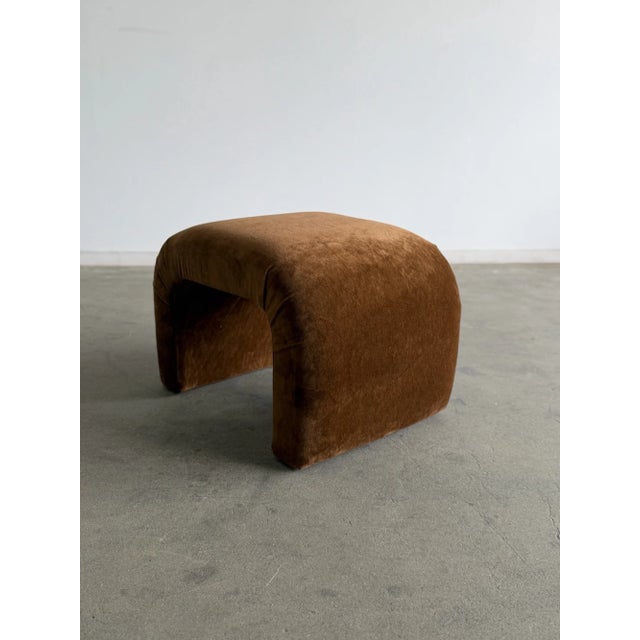 Brown Mohair Waterfall Bench / Stool - Custom For Sale - Image 8 of 15