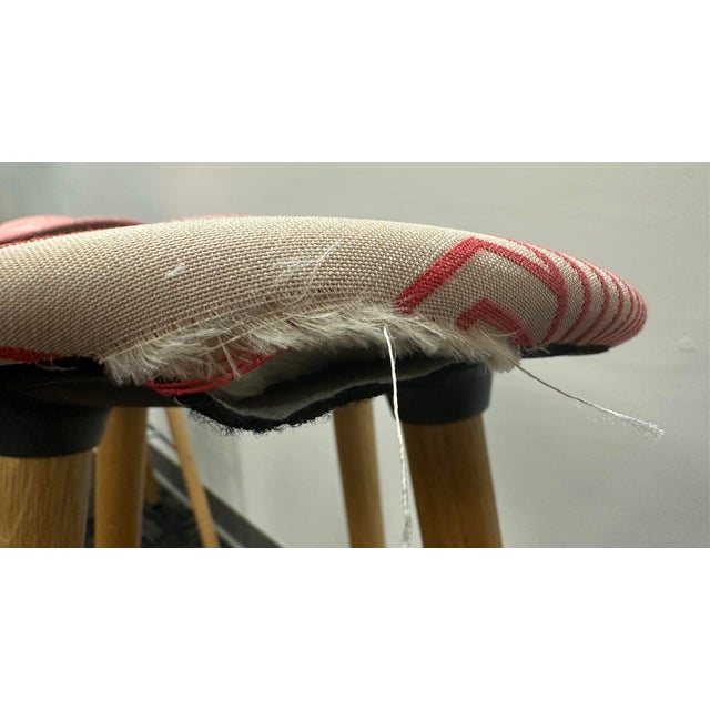 Steelcase Set of 6 Steelcase Enea Café Wood Counter Stool Upholstered Red Seat For Sale - Image 4 of 7