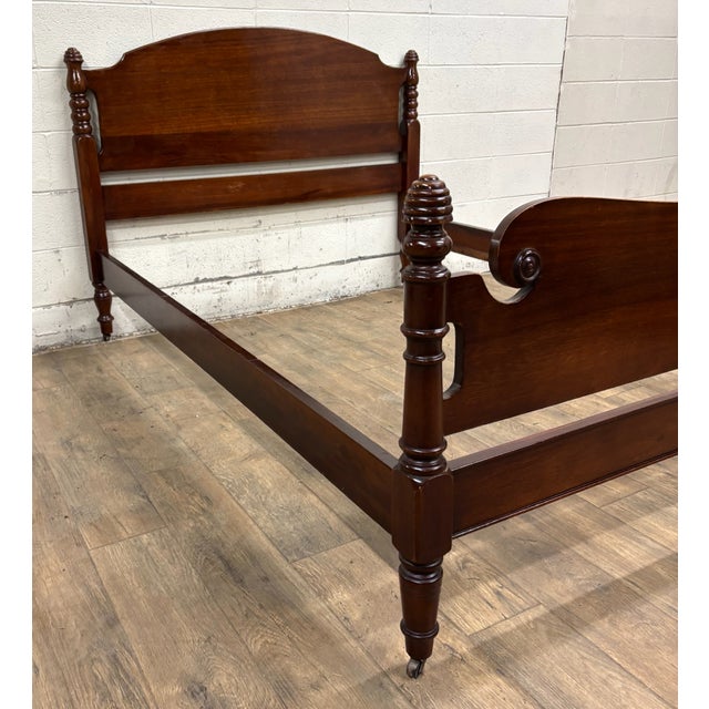 Vintage Huntley Furniture Full Size Duncan Phyfe Style Low Poster Bed For Sale - Image 9 of 10