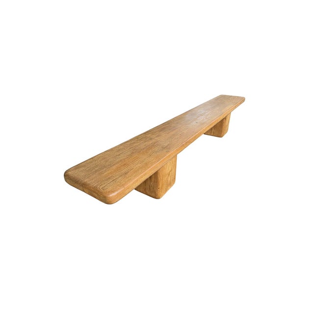 Monumental Solid Teak Wood Bench, Hand-Crafted, Modern Organic, 106" Width For Sale - Image 13 of 14
