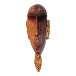 Hand-Carved African Mask Vintage 15" Wood Wall Hanging