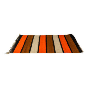 Vintage Striped Handwoven Woolen Saddle Blanket Wall Tapestry or Kitchen/Bath Mat, Usa, Circa 1950s