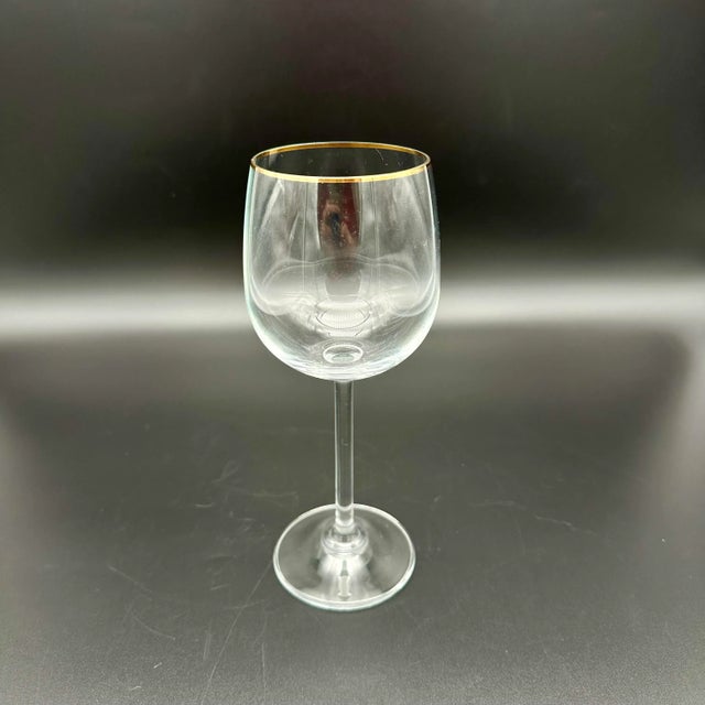 Vintage 24k Gold Rim Crystal Decanter With Goblets Set- 5 Pieces For Sale - Image 10 of 11