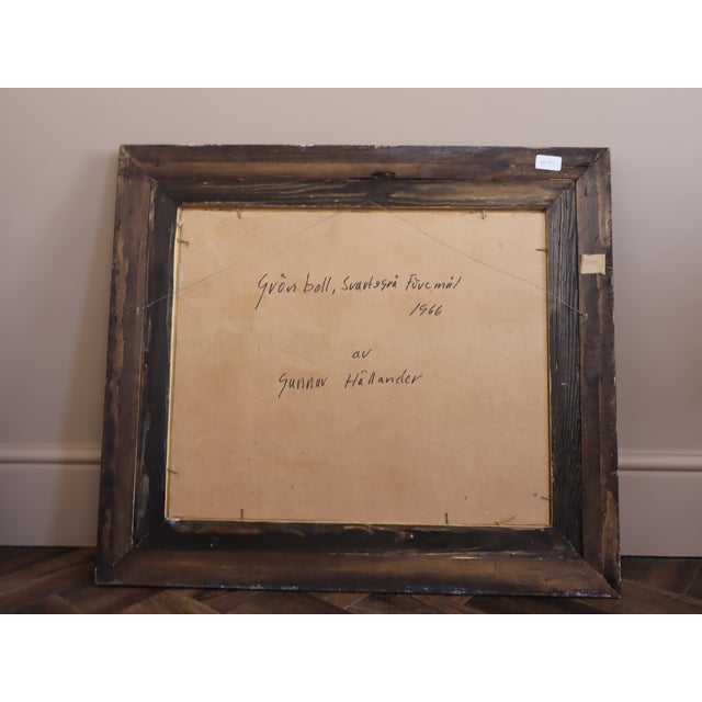 1966 Mid-Century Modern "The Green Ball" Vintage Still Life Oil Painting by Swedish Artist Gunnar Hållander (1915-1980), Framed For Sale - Image 13 of 13