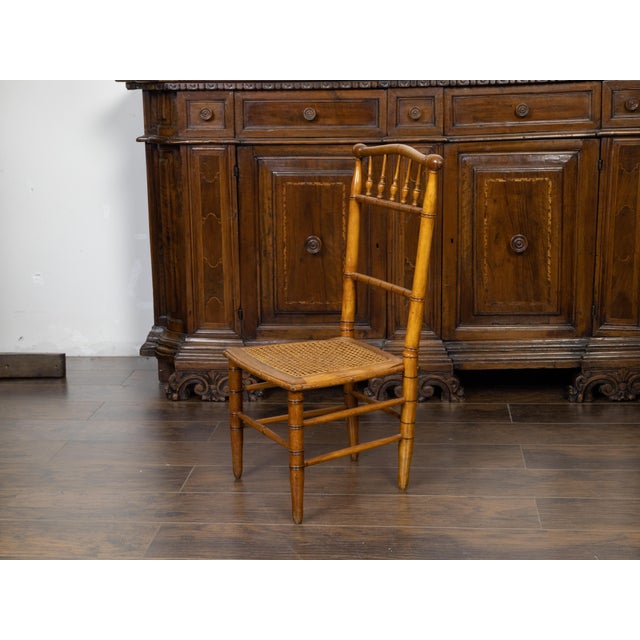 English Turn of the Century 1900s Bamboo Slipper Chair with Cane Seat For Sale In Atlanta - Image 6 of 9