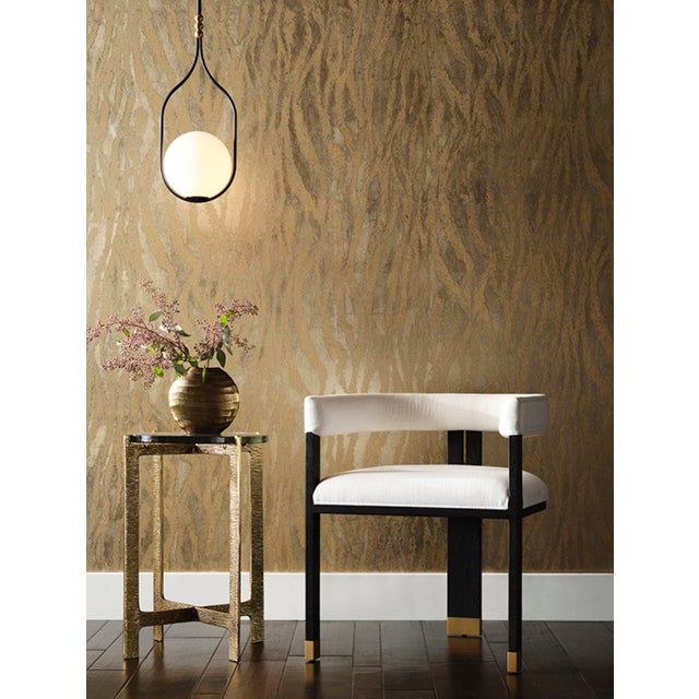 Brass Matthew Izzo Home Ricky Round Hammered Brass Side Table With Thick Poured Glass Top For Sale - Image 8 of 8