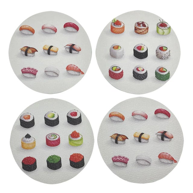 Contemporary Sushi Coasters, Set of 4 For Sale - Image 3 of 3