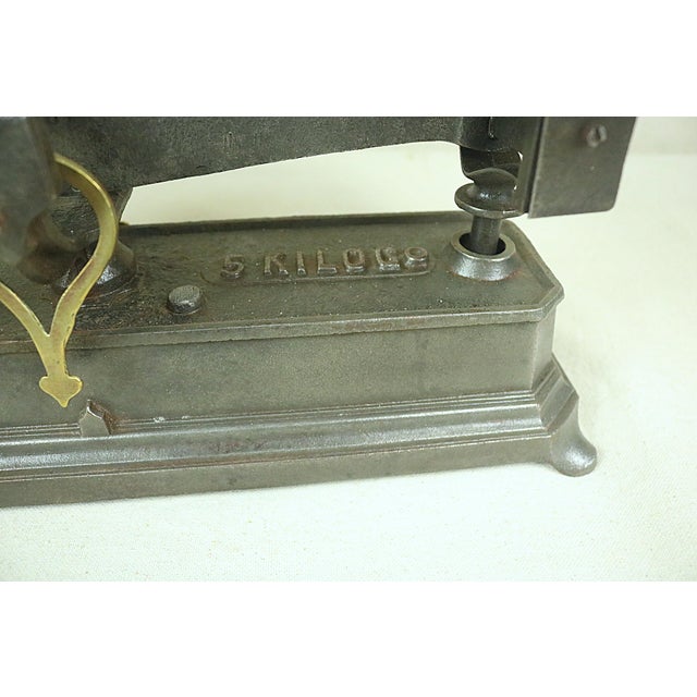 Late 19th Century Late 19th Century French Two Pan Brass and Cast Iron Store Scale For Sale - Image 5 of 7
