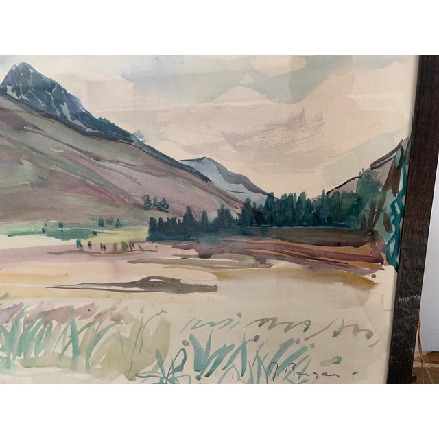 Modern Mountain Landscape, 20th Century, Gouache, Framed For Sale - Image 3 of 12