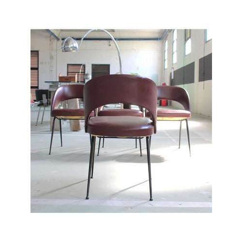 Burgundy Armchairs, 1950s, Set of 4 For Sale - Image 4 of 12