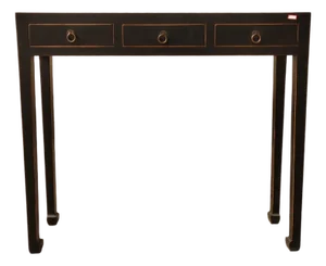 Black Vintage Chinese 37" Long 3-Drawer Console Table