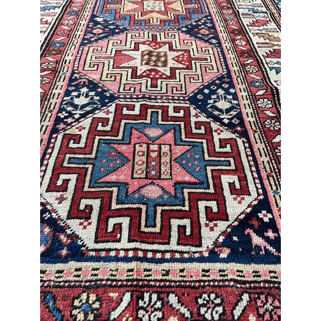 Antique Caucasian Kuba Star Medallion Runner Rug - 3'9" X 7'10" For Sale - Image 6 of 11